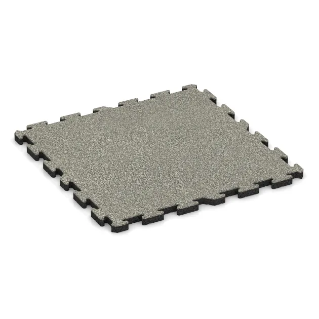 Fitness Skyddsmatta HD von WARCO im Farbdesign Ljus Granit mit den Abmessungen 1000 x 1000 x 40 mm. Produktfoto von Artikel 3408 in der Aufsicht von schräg vorne.