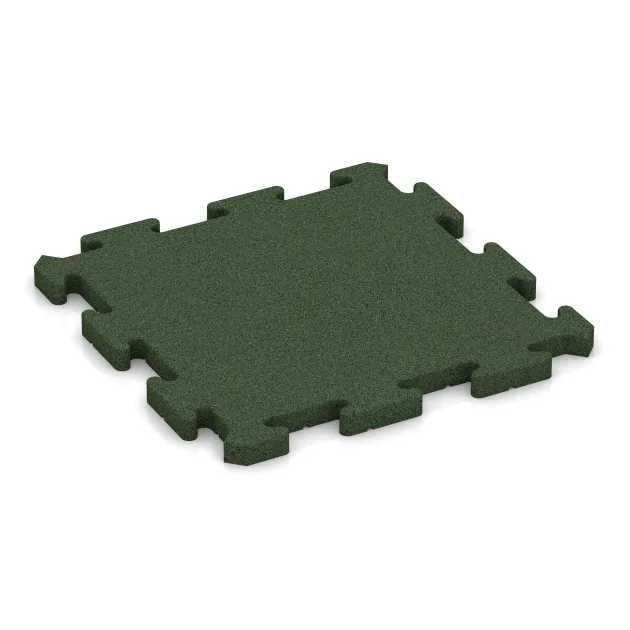 Gummibeläggning för sport HD von WARCO im Farbdesign Gräsgrön mit den Abmessungen 500 x 500 x 30 mm. Produktfoto von Artikel 4175 in der Aufsicht von schräg vorne.