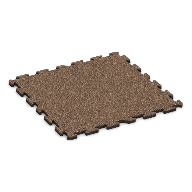 Spiel-Bodenbelag von WARCO im Farbdesign Bast & Bark mit den Abmessungen 1000 x 1000 x 30 mm. Produktfoto von Artikel 3217 in der Aufsicht von schräg vorne.
