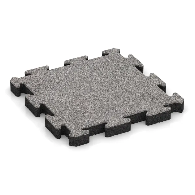 Gummibeläggning för sport HD von WARCO im Farbdesign Grå Melange mit den Abmessungen 500 x 500 x 50 mm. Produktfoto von Artikel 4563 in der Aufsicht von schräg vorne.