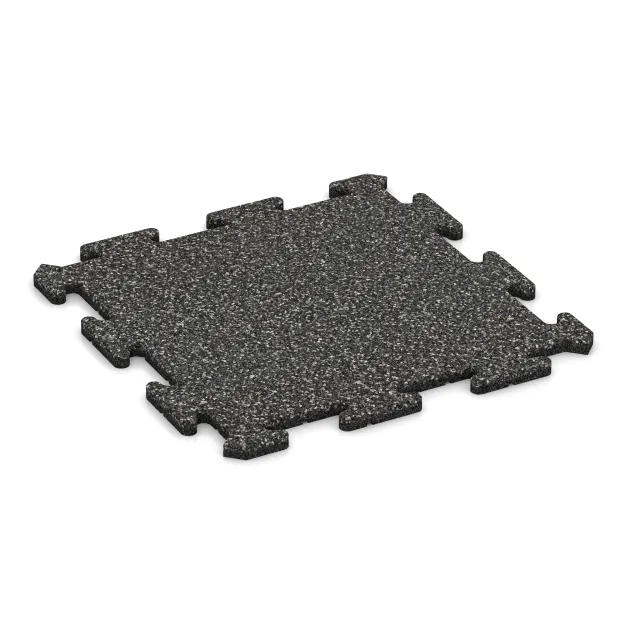 Hundsportgolv HD von WARCO im Farbdesign Mörkgrå Granit mit den Abmessungen 500 x 500 x 18 mm. Produktfoto von Artikel 3897 in der Aufsicht von schräg vorne.