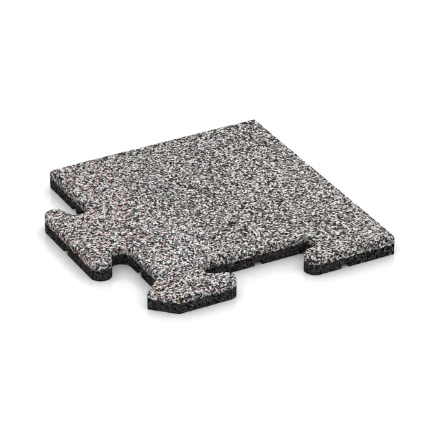Hörnplatta HD von WARCO im Farbdesign Grå Melange mit den Abmessungen 235 x 235 x 18 mm. Produktfoto von Artikel 4684 in der Aufsicht von schräg vorne.