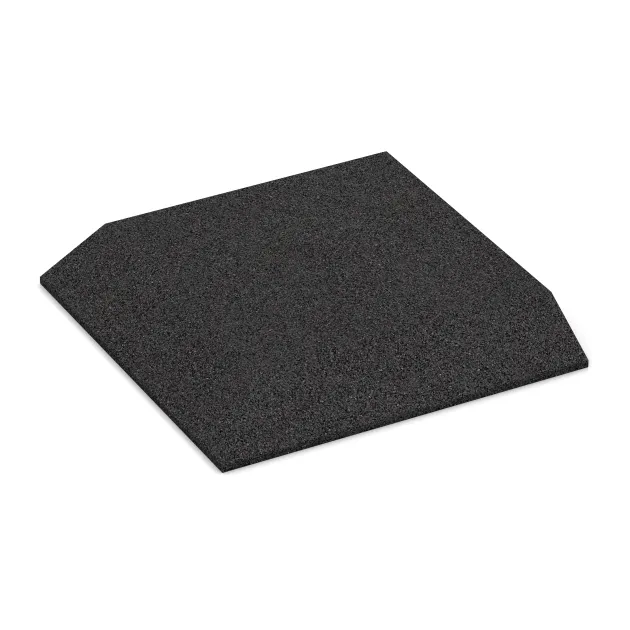 Eck-Platte (zwei Seiten abgeschrägt) von WARCO im Farbdesign Anthracite mit den Abmessungen 500 x 500 x 65 mm. Produktfoto von Artikel 0491 in der Aufsicht von schräg vorne.