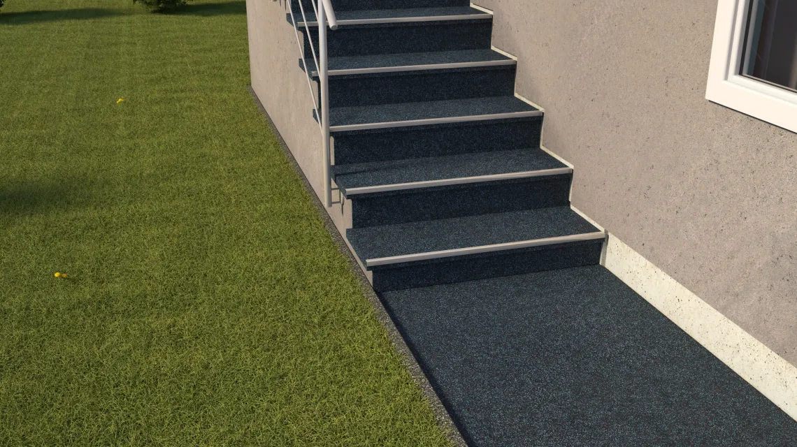 Beispielhafte Verlegung für den Artikel 0901 von WARCO - Trappflisa, Farbton Lätt Blå Sprakling in der Abmessung 485 x 485 x 8 mm | 0,235 m².