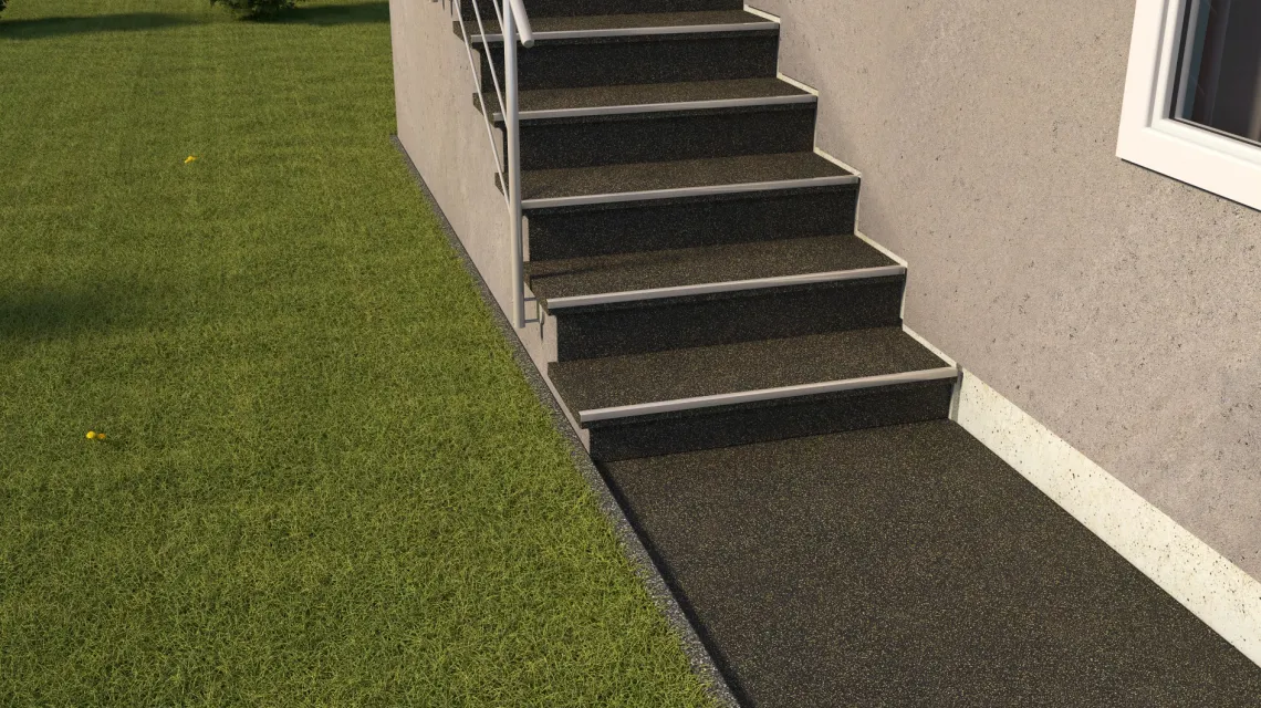 Beispielhafte Verlegung für den Artikel 0910 von WARCO - Trappflisa, Farbton Lätt Gul Prickig in der Abmessung 485 x 485 x 8 mm | 0,235 m².