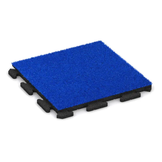 Fitnessgolv Konstgräsplatta von WARCO im Farbdesign Blått Konstgräs mit den Abmessungen 500 x 500 x 30 mm. Produktfoto von Artikel 1245 in der Aufsicht von schräg vorne.