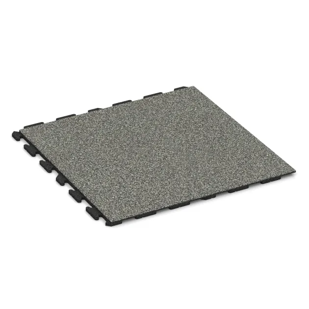 Spiel-Bodenbelag von WARCO im Farbdesign Grå Granit mit den Abmessungen 1000 x 1000 x 30 mm. Produktfoto von Artikel 1571 in der Aufsicht von schräg vorne.