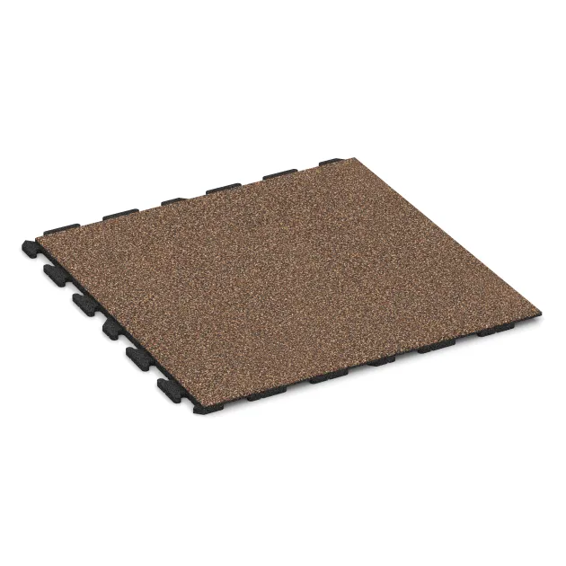 Spiel-Bodenbelag von WARCO im Farbdesign Bast & Bark mit den Abmessungen 1000 x 1000 x 30 mm. Produktfoto von Artikel 1575 in der Aufsicht von schräg vorne.