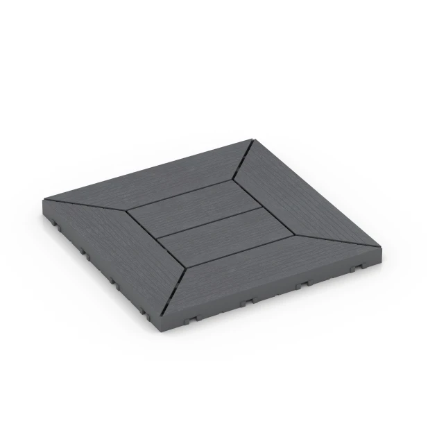 Kassettmönster – Trallplattor von WARCO im Farbdesign Silvergrå mit den Abmessungen 30 x 30 x 2 cm. Produktfoto von Artikel 6348 in der Aufsicht von schräg vorne.