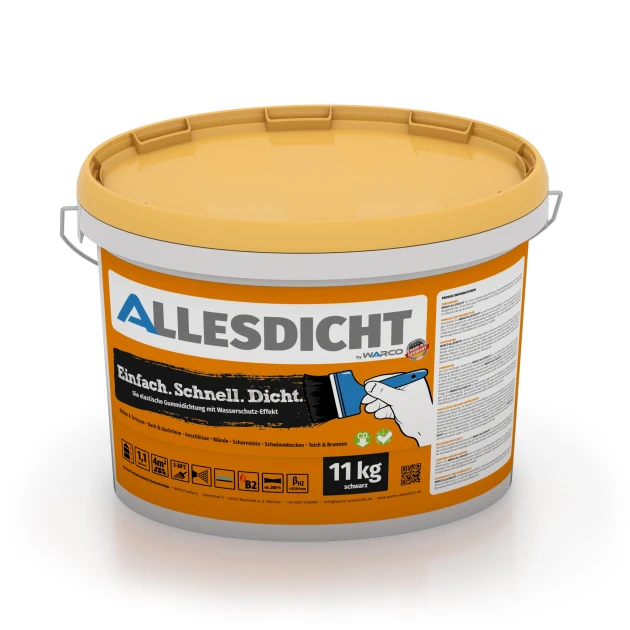 ALLESDICHT – Tätskikt von WARCO im Farbdesign Svart mit den Abmessungen 11 kg | 3,3 m². Produktfoto von Artikel 0028 in der Aufsicht von schräg vorne.