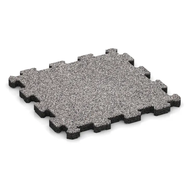 Gummiklickplatta von WARCO im Farbdesign Grå Melange mit den Abmessungen 306 x 306 x 20 mm. Produktfoto von Artikel 4452 in der Aufsicht von schräg vorne.
