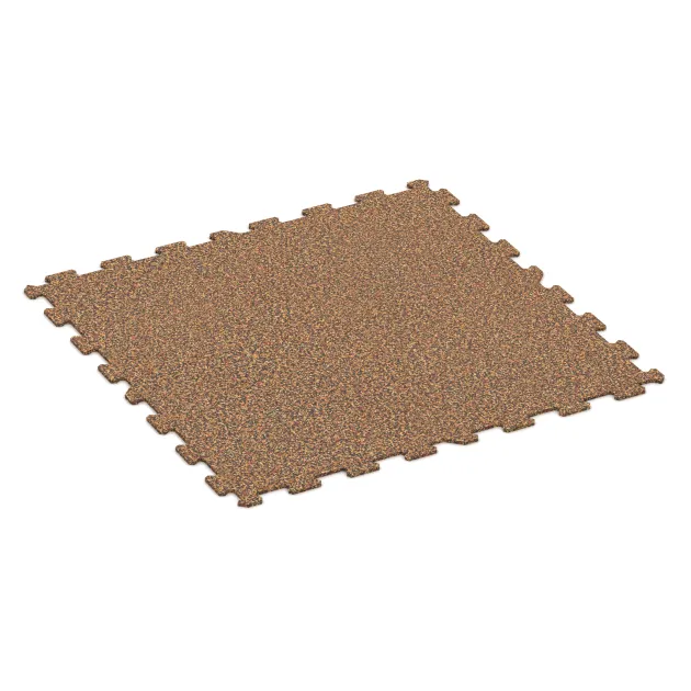 Fitnessgolv Kompakt von WARCO im Farbdesign Terra Cotta mit den Abmessungen 970 x 970 x 8 mm | 0,94 m. Produktfoto von Artikel 1023 in der Aufsicht von schräg vorne.