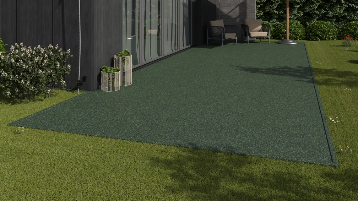 Beispielhafte Verlegung für den Artikel 3730 von WARCO - Balkonggolv, Farbton Engelskt gräs in der Abmessung 306 x 306 x 20 mm.