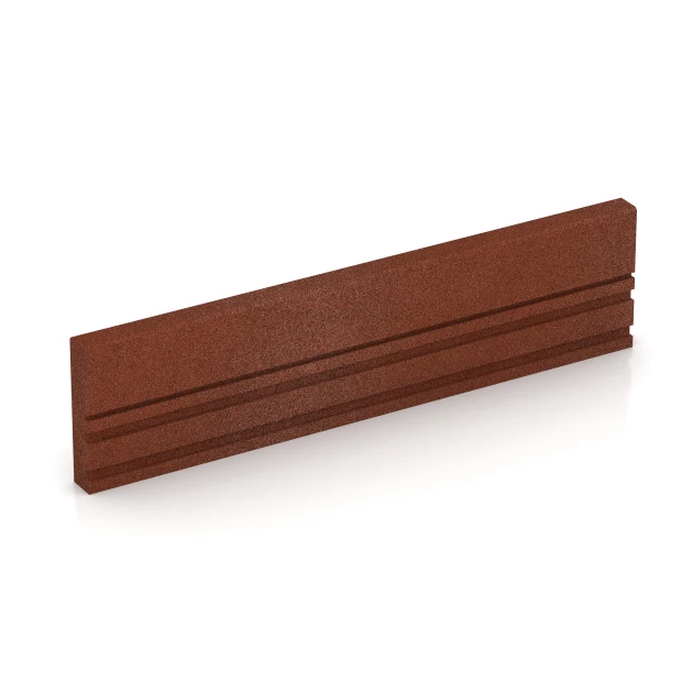 Gummibordsten von WARCO im Farbdesign Tegelröd mit den Abmessungen 100 x 5 x 25 cm. Produktfoto von Artikel 3785 in der Aufsicht von schräg vorne.
