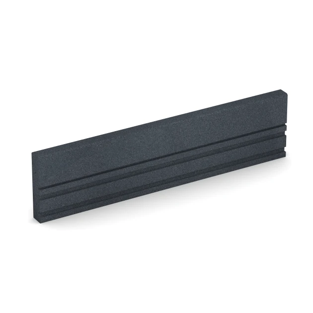 Gummibordsten von WARCO im Farbdesign Skiffergrå mit den Abmessungen 100 × 5 × 25 cm. Produktfoto von Artikel 6213 in der Aufsicht von schräg vorne.