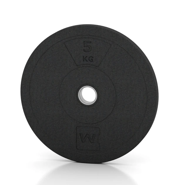 Bumper Plate von WARCO im Farbdesign Antracit mit den Abmessungen 5 kg | ø 45,4 x 3,15 cm. Produktfoto von Artikel 6084 in der Aufsicht von schräg vorne.