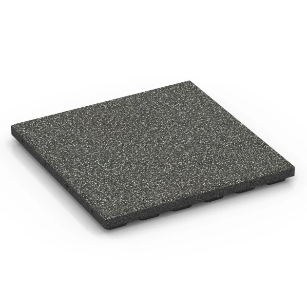 Fallskyddsplatta EPDM – 120 cm von WARCO im Farbdesign Mörkgrå granit mit den Abmessungen 50 x 50 x 4 cm | 0,25 m². Produktfoto von Artikel 6422 in der Aufsicht von schräg vorne.