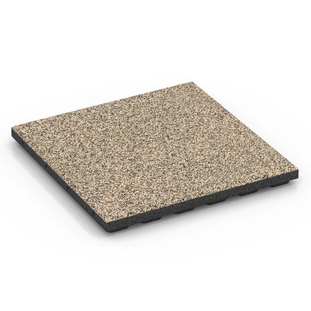 Fallskyddsplatta EPDM – 120 cm von WARCO im Farbdesign Travertin mit den Abmessungen 50 x 50 x 4 cm | 0,25 m². Produktfoto von Artikel 6428 in der Aufsicht von schräg vorne.