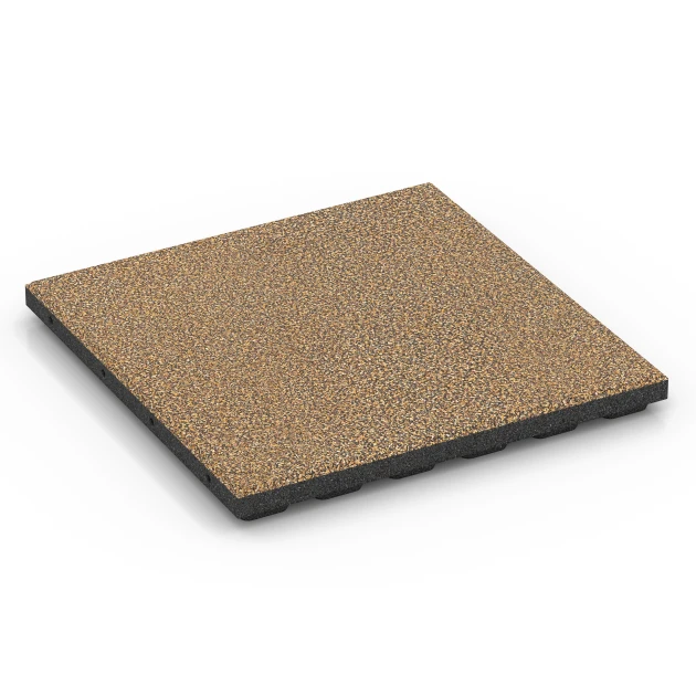 Fallskyddsplatta EPDM – 120 cm von WARCO im Farbdesign Rattan mit den Abmessungen 50 x 50 x 4 cm | 0,25 m². Produktfoto von Artikel 6430 in der Aufsicht von schräg vorne.