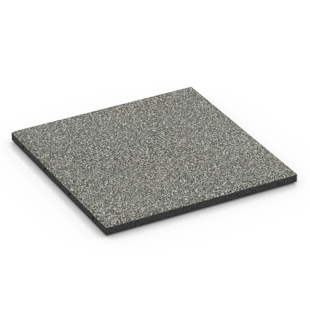 Fallskyddsplatta – 90 cm von WARCO im Farbdesign Grå granit mit den Abmessungen 50 x 50 x 3 cm | 0,25 m². Produktfoto von Artikel 6414 in der Aufsicht von schräg vorne.