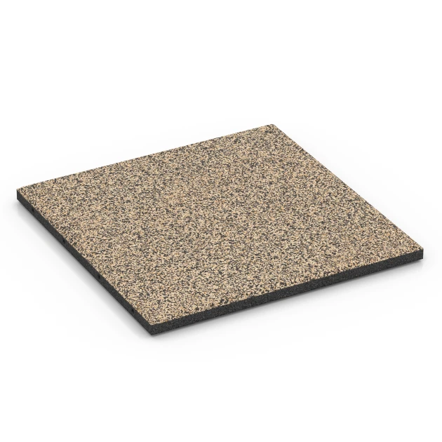 Fallskyddsplatta – 90 cm von WARCO im Farbdesign Travertin mit den Abmessungen 50 x 50 x 3 cm | 0,25 m². Produktfoto von Artikel 6419 in der Aufsicht von schräg vorne.