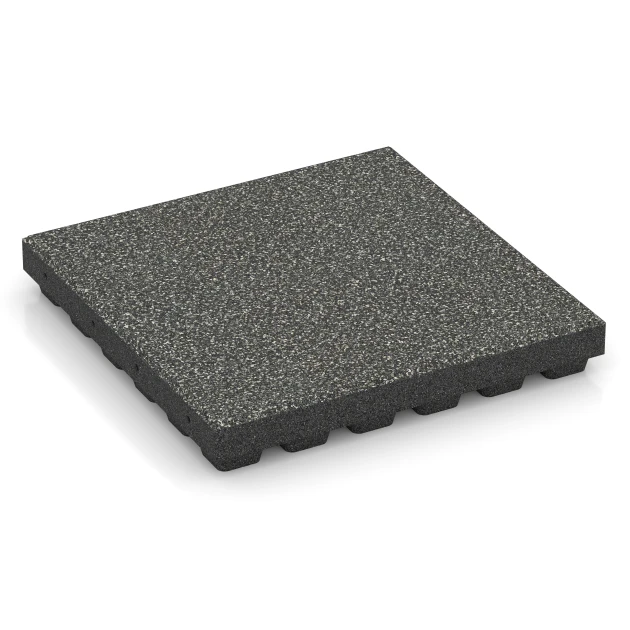 Fallskyddsplatta EPDM – 210 cm von WARCO im Farbdesign Mörkgrå granit mit den Abmessungen 50 x 50 x 7 cm | 0,25 m². Produktfoto von Artikel 6440 in der Aufsicht von schräg vorne.