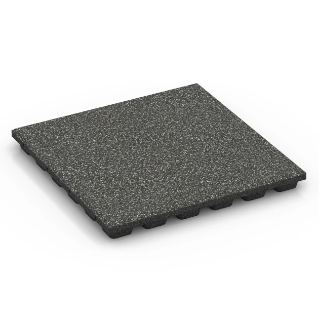 Fallskyddsplatta EPDM – 160 cm von WARCO im Farbdesign Mörkgrå granit mit den Abmessungen 50 x 50 x 4,8 cm | 0,25 m². Produktfoto von Artikel 6431 in der Aufsicht von schräg vorne.