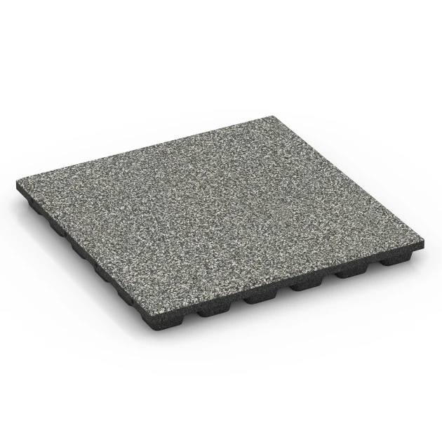 Fallskyddsplatta EPDM – 160 cm von WARCO im Farbdesign Grå granit mit den Abmessungen 50 x 50 x 4,8 cm | 0,25 m². Produktfoto von Artikel 6432 in der Aufsicht von schräg vorne.