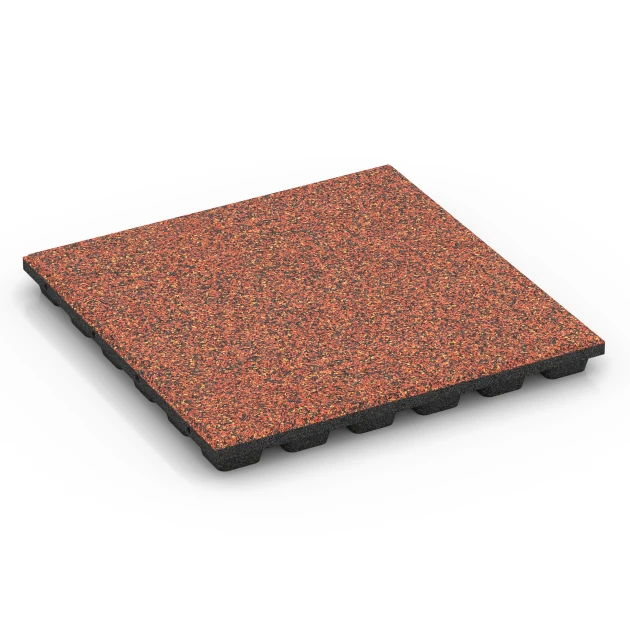 Fallskyddsplatta EPDM – 160 cm von WARCO im Farbdesign Etna mit den Abmessungen 50 x 50 x 4,8 cm | 0,25 m². Produktfoto von Artikel 6435 in der Aufsicht von schräg vorne.
