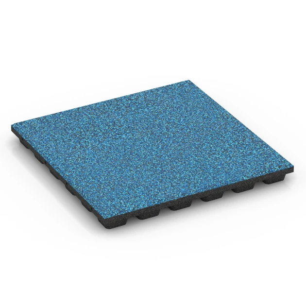 Fallskyddsplatta EPDM – 160 cm von WARCO im Farbdesign Atlanten mit den Abmessungen 50 x 50 x 4,8 cm | 0,25 m². Produktfoto von Artikel 6438 in der Aufsicht von schräg vorne.