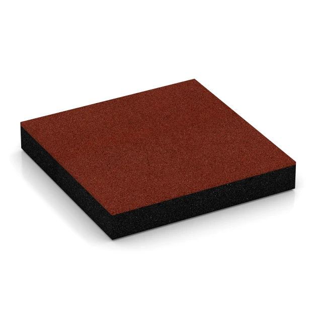 Fallskyddsplattor von WARCO im Farbdesign Tegelröd mit den Abmessungen 50 x 50 x 8 cm. Produktfoto von Artikel 6205 in der Aufsicht von schräg vorne.