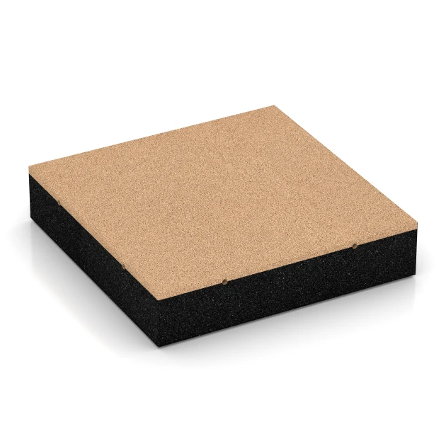 Fallskyddsplattor von WARCO im Farbdesign Sandbeige mit den Abmessungen 50 x 50 x 11 cm. Produktfoto von Artikel 6231 in der Aufsicht von schräg vorne.