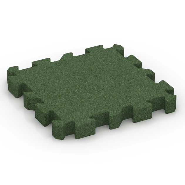Fallskyddsplatta med pusselkoppling von WARCO im Farbdesign Gräsgrön mit den Abmessungen 50 x 50 x 6 cm | 0,25 m². Produktfoto von Artikel 6311 in der Aufsicht von schräg vorne.