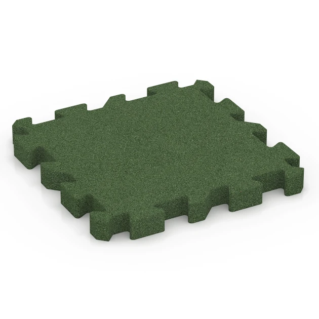 Fallskyddsplatta pussel – 190 cm von WARCO im Farbdesign Gräsgrön mit den Abmessungen 50 x 50 x 5 cm | 0,25 m². Produktfoto von Artikel 6403 in der Aufsicht von schräg vorne.