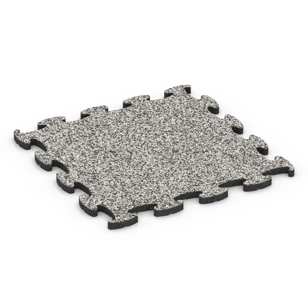 Mässgolv klickplatta von WARCO im Farbdesign Grå granit mit den Abmessungen 46 x 46 x 1,8 cm. Produktfoto von Artikel 6914 in der Aufsicht von schräg vorne.