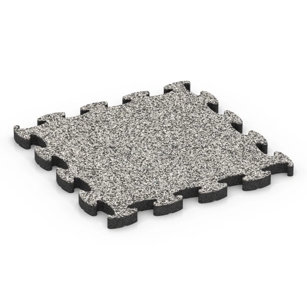 Terrassplatta gummi von WARCO im Farbdesign Grå granit mit den Abmessungen 46 x 46 × 2,8 cm. Produktfoto von Artikel 6941 in der Aufsicht von schräg vorne.