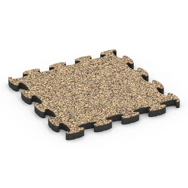 Terrassplatta gummi von WARCO im Farbdesign Rattan mit den Abmessungen 46 x 46 × 2,8 cm. Produktfoto von Artikel 6948 in der Aufsicht von schräg vorne.