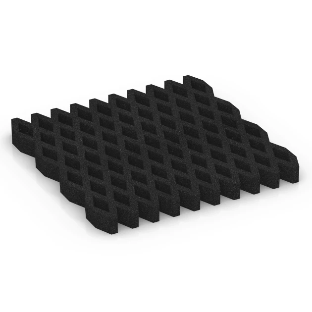 Fallskyddsmatta med galler von WARCO im Farbdesign Antracit mit den Abmessungen 100 × 100 × 8 cm. Produktfoto von Artikel 7012 in der Aufsicht von schräg vorne.
