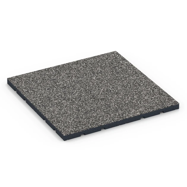 Gymgolv för utomhusbruk von WARCO im Farbdesign Mörkgrå granit mit den Abmessungen 60 x 60 x 3 cm | 0,36 m². Produktfoto von Artikel 7132 in der Aufsicht von schräg vorne.