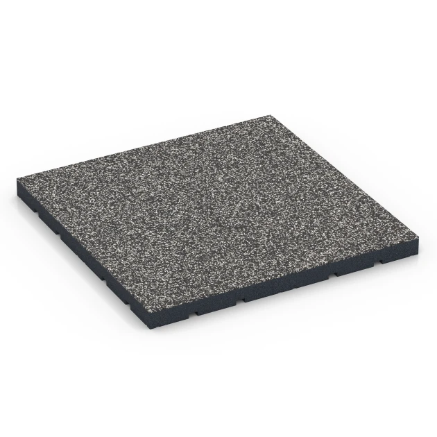 Gymgolv för utomhusbruk von WARCO im Farbdesign Mörkgrå granit mit den Abmessungen 60 x 60 x 4 cm | 0,36 m². Produktfoto von Artikel 7141 in der Aufsicht von schräg vorne.