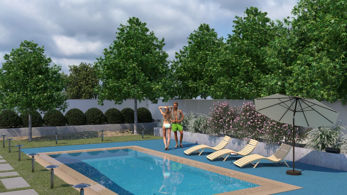 Beispielhafte Verlegung für den Artikel 5419 von WARCO - Poolplatta fogfri, Farbton Atlantisk in der Abmessung 30,6 x 30,6 x 3 cm | 0,094 m².