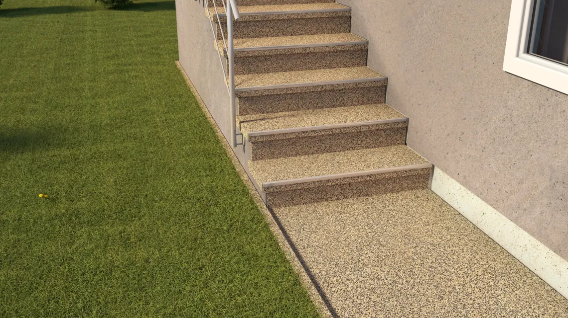 Beispielhafte Verlegung für den Artikel 5426 von WARCO - Trappflisa, Farbton Travertin in der Abmessung 306 x 306 x 20 mm.