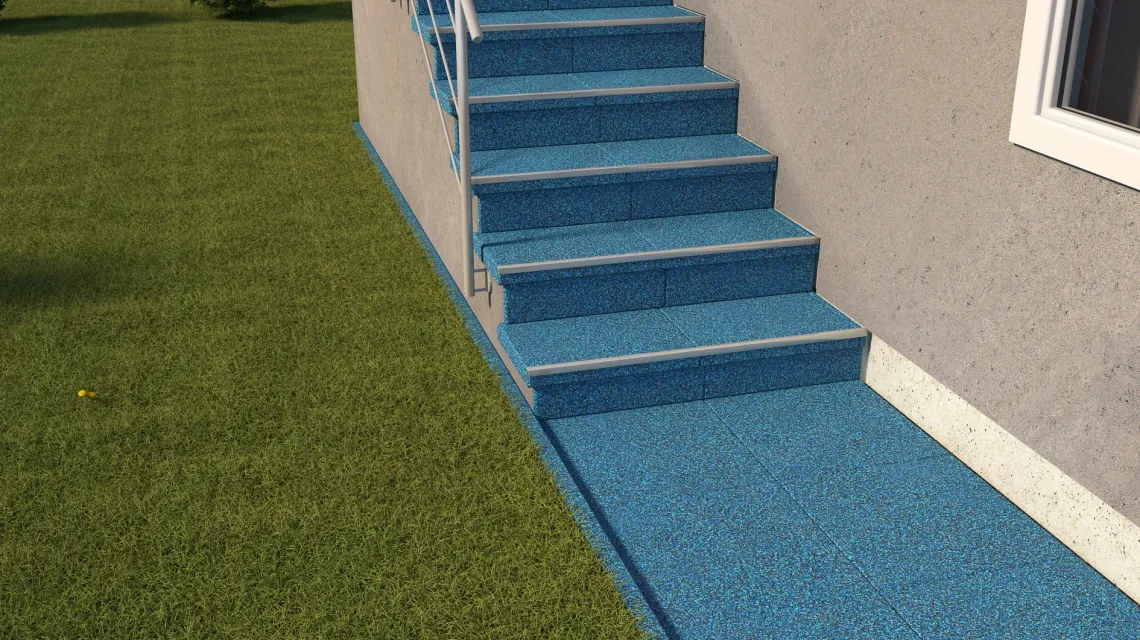 Beispielhafte Verlegung für den Artikel 5458 von WARCO - Trappflisa, Farbton Atlantic in der Abmessung 500 x 500 x 30 mm.