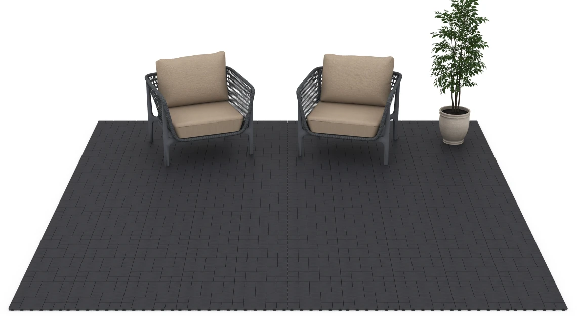 Beispielhafte Verlegung für den Artikel 6329 von WARCO - Blockmönster – Trallplattor, Farbton Skiffer in der Abmessung 38,5 x 38,5 x 2 cm.