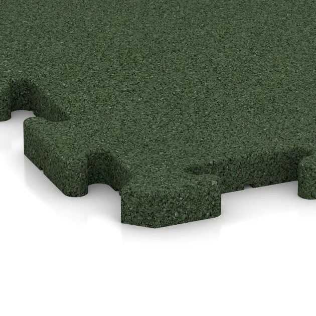 Detailaufnahme der Randausprägung von WARCO-Produkt 4175, Gummibeläggning för sport HD, Format 500 x 500 x 30 mm, Farbe Gräsgrön.