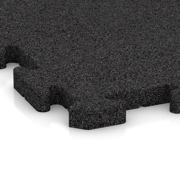 Detailaufnahme der Randausprägung von WARCO-Produkt 3330, Fitness Skyddsmatta HD, Format 1000 x 1000 x 30 mm, Farbe Anthracite.
