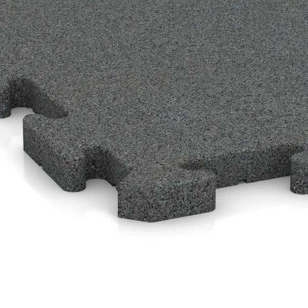 Detailaufnahme der Randausprägung von WARCO-Produkt 3327, Spiel-Bodenbelag, Format 1000 x 1000 x 30 mm, Farbe Skiffergrå.