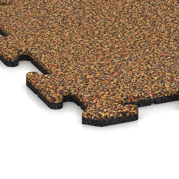 Detailaufnahme der Randausprägung von WARCO-Produkt 3901, Hundsportgolv HD, Format 500 x 500 x 18 mm, Farbe Terra Cotta.