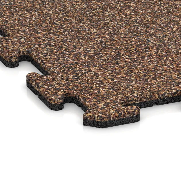 Detailaufnahme der Randausprägung von WARCO-Produkt 3944, Hundsportgolv HD, Format 1000 x 1000 x 18 mm, Farbe Bast & Bark.