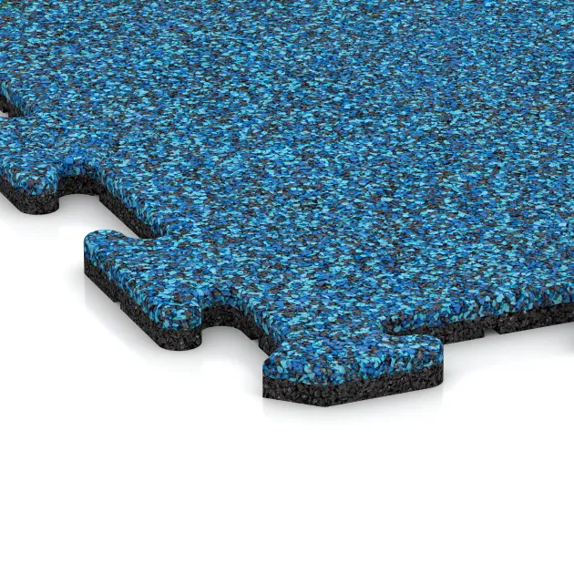 Detailaufnahme der Randausprägung von WARCO-Produkt 0324, Träningsmatta 18 mm, Format 1000 x 1000 x 18 mm, Farbe Atlantic.